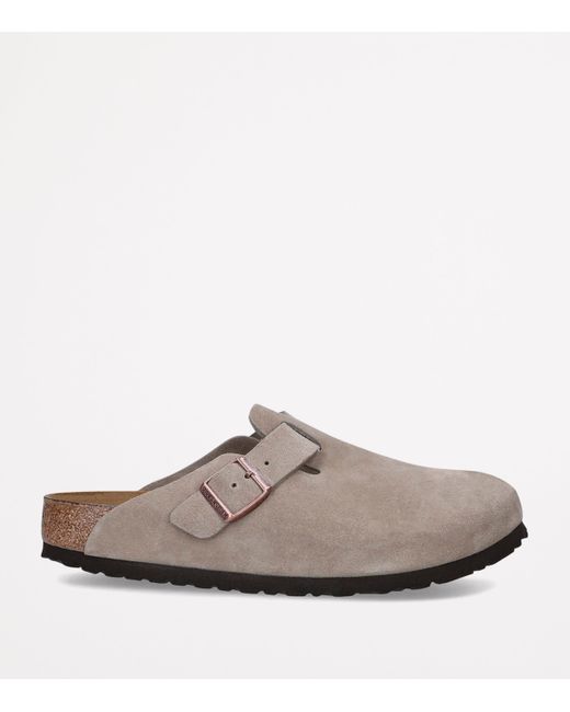 Birkenstock Gray Suede Boston Clogs for men