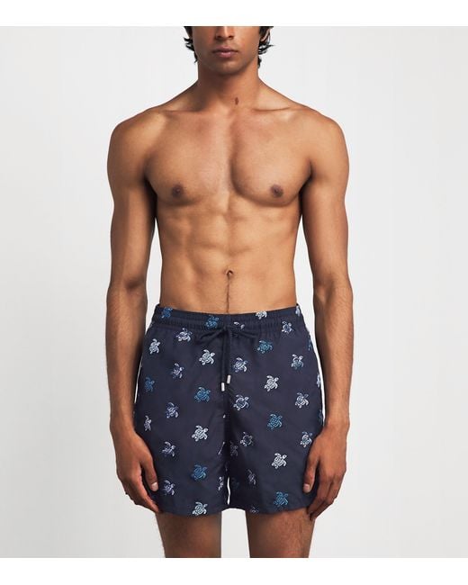 Vilebrequin Blue Embroidered Turtle Swim Shorts for men