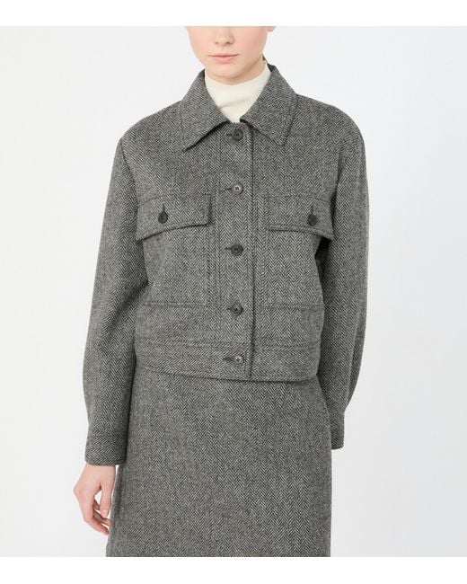 Weekend by Maxmara Gray Chevron Collared Jacket