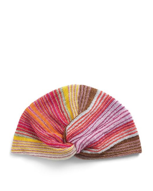 Missoni Pink Knot-Front Stripe Turban