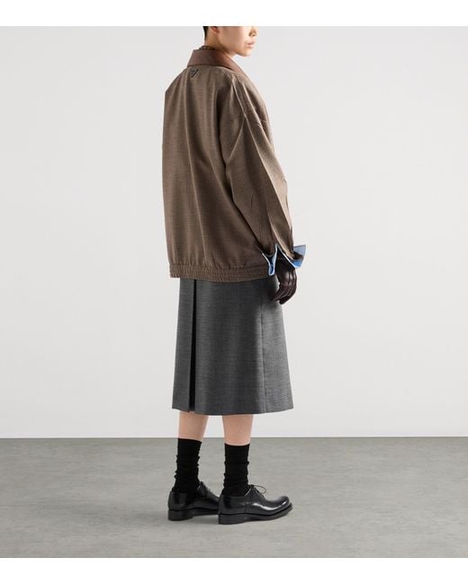 Prada Gray Wool Rush Stitch Midi Skirt
