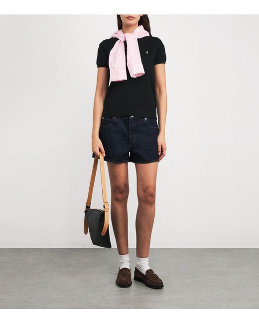 Polo Ralph Lauren Black Cotton-Blend Polo Pony T-Shirt