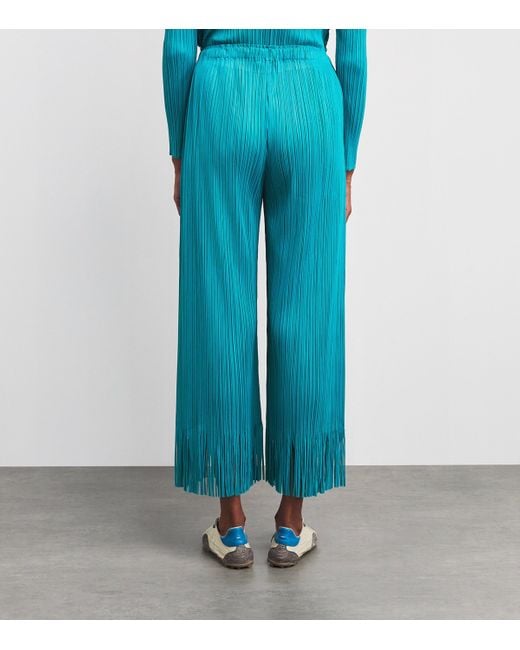 Pleats Please Issey Miyake Blue Wave Wide-Leg Trousers