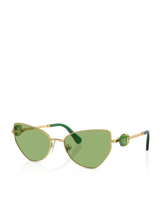 Swarovski Green Crystal-embellished Cat-eye Sunglasses