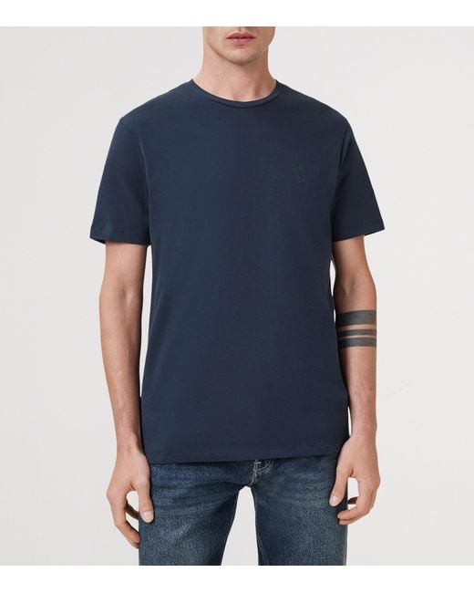 AllSaints Blue Organic Cotton Brace T-Shirt for men