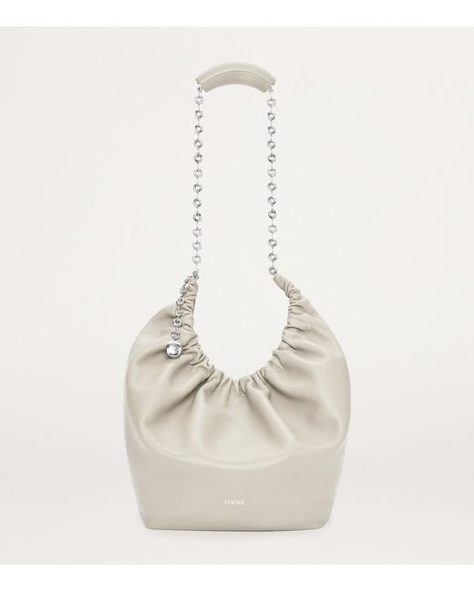 Loewe White Small Leather Squeeze Top-Handle Bag