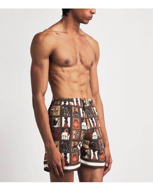 CHE Brown Printed Wilson Swim Shorts for men