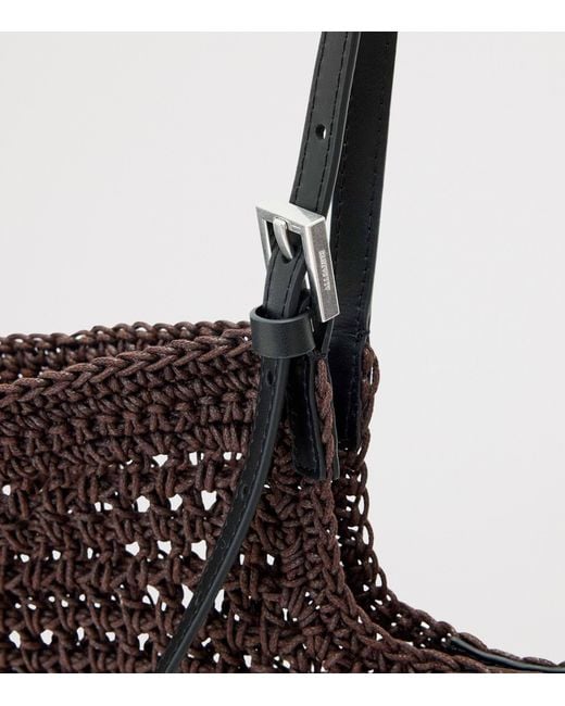 AllSaints Black Crochet Ara East-West Tote Bag