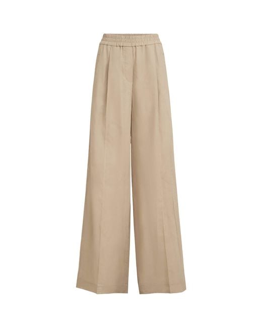 Brunello Cucinelli Natural Cotton Organza Wide-Leg Trousers