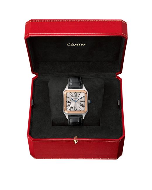 Cartier Gray Steel And Rose Gold Santos-dumont Watch 31.4mm