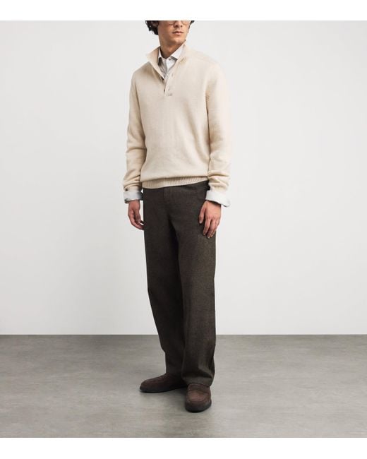 Harrods Natural Cashmere Button-Down Sweater for men