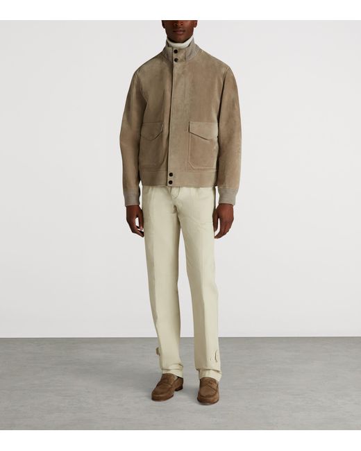 Dunhill Brown Suede Harrington Jacket for men