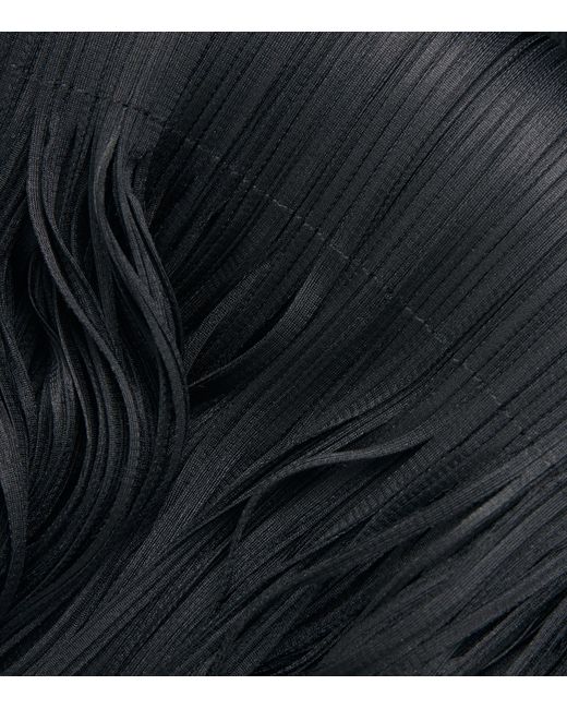 Pleats Please Issey Miyake Black Wave Wide-Leg Trousers