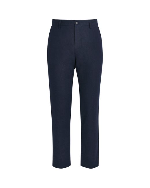 NN07 Blue Linen Theo Slim Trousers for men