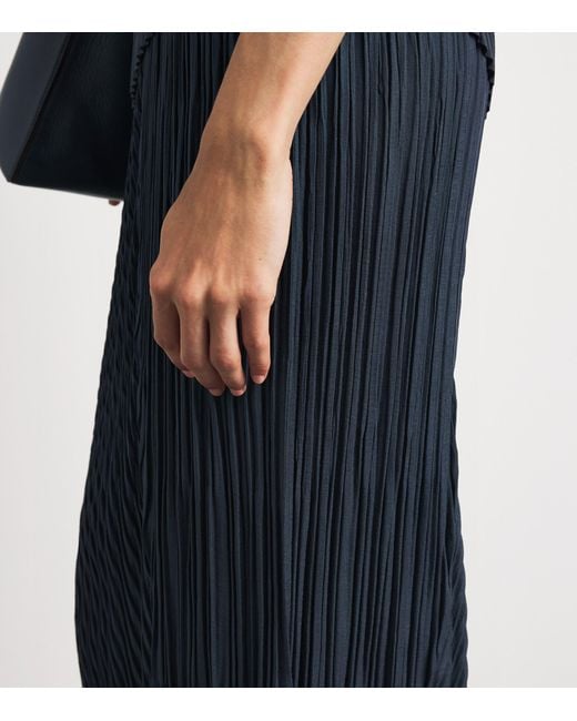 Issey Miyake Blue Unfurling Pleats Asymmetric Midi Skirt