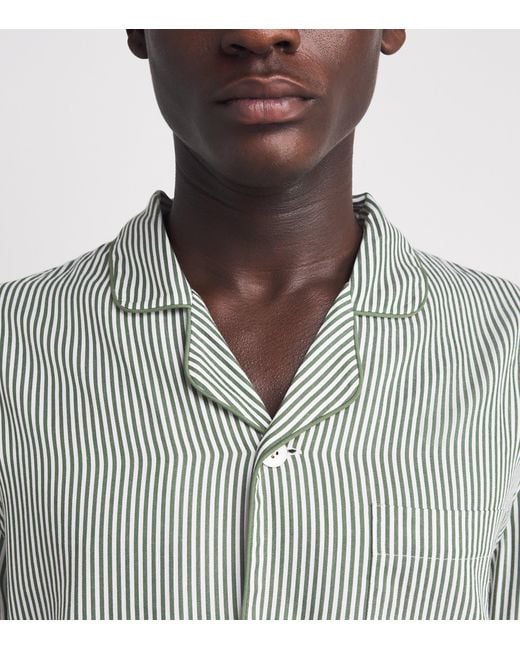 Harrods Gray Cotton Stripe Pyjama Shirt for men