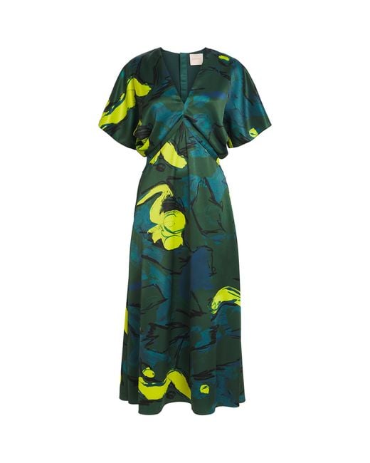 Roksanda Green Printed Sadee Midi Dress