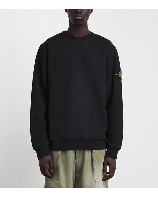 Stone Island Black Cotton Compass Sweatshirt for men