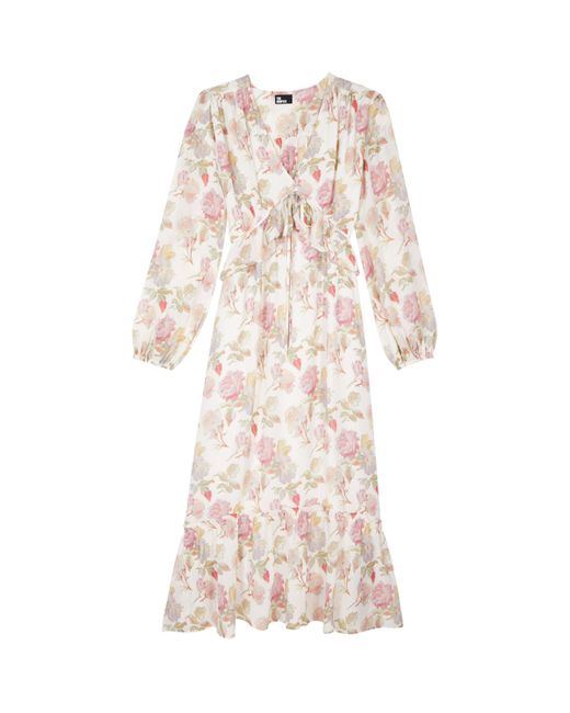 The Kooples Natural Silk Floral Midi Dress