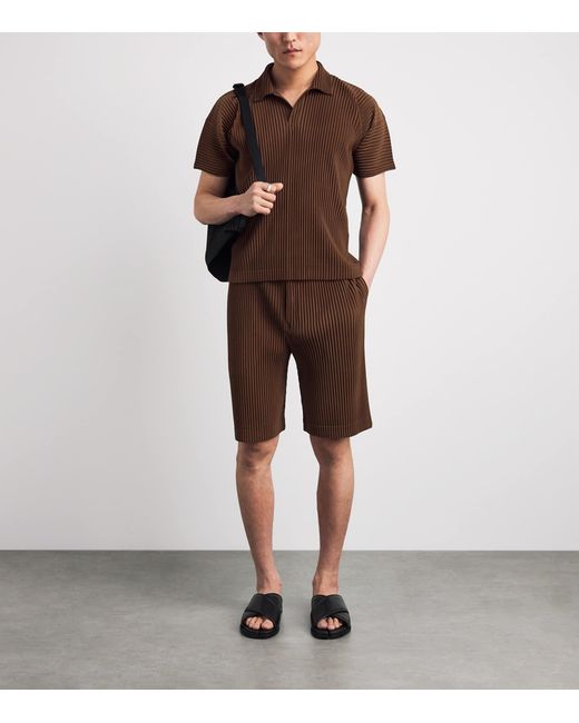 Homme Plissé Issey Miyake Brown Pleated Shorts for men
