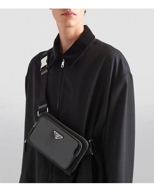 Prada Black Small Re-nylon Leather Belt Bag for men