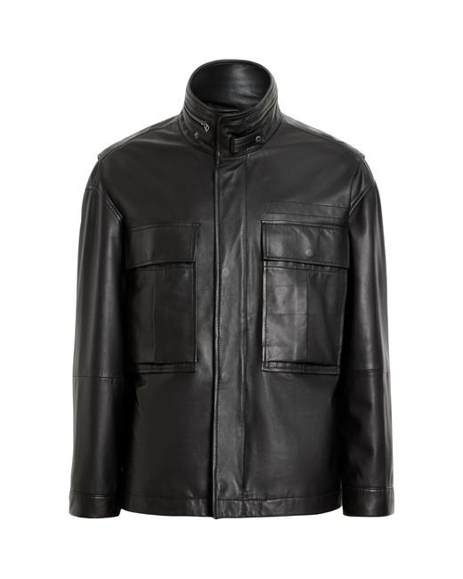 AllSaints Black Halton Leather Jacket for men
