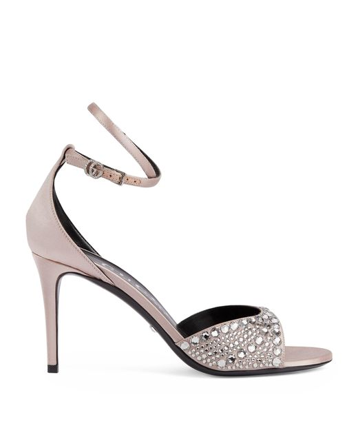 Gucci White Crystal-embellished Heeled Sandals 85