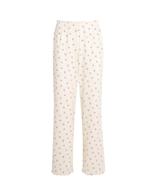 Skims White Stretch-Cotton Rosebud Trousers