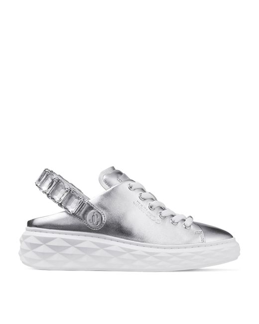 Jimmy Choo White Diamond Maxi Crystal Leather Sneakers