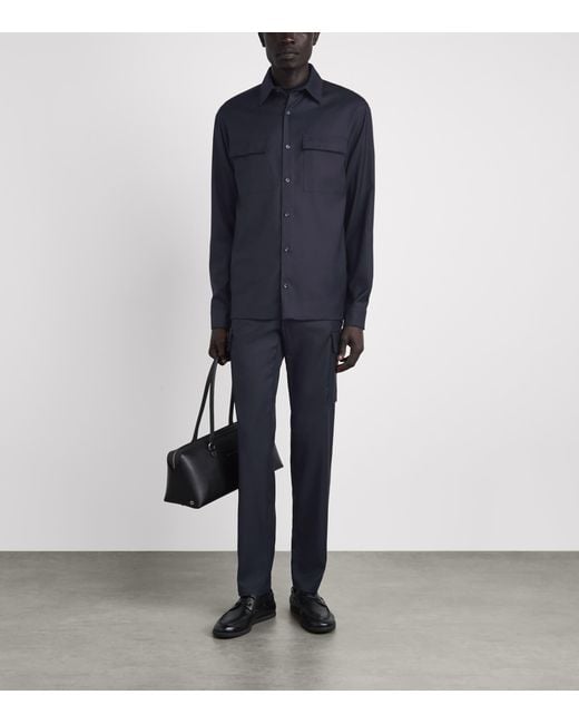 Paul & Shark Blue Virgin Wool Overshirt for men