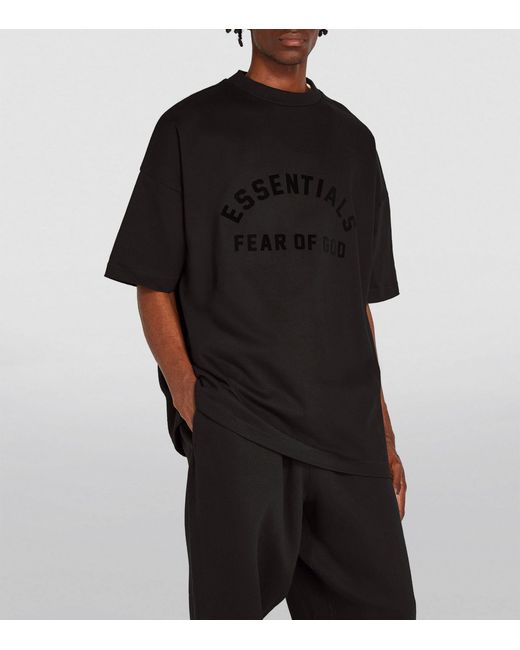 Fear Of God Black Cotton Logo T-shirt for men