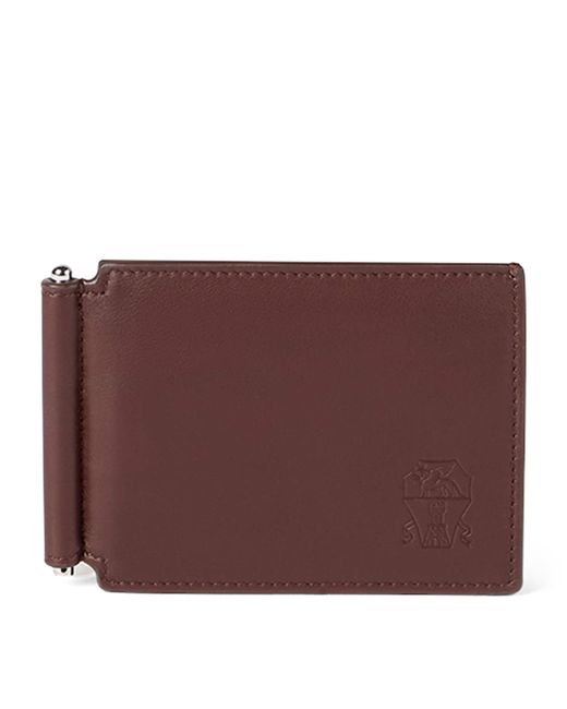 Brunello Cucinelli Purple Leather Money Clip Wallet for men
