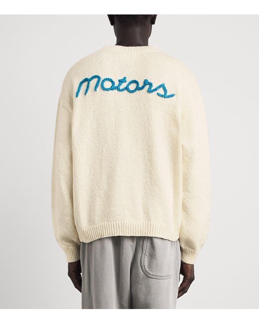 CHERRY LA White Cotton Motors Sweater for men