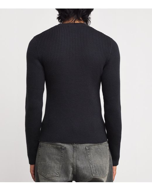 Our Legacy Blue Merino Wool Compact Roundneck Sweater for men