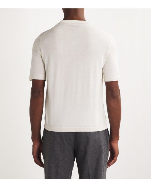 Isaia White Wool-Blend T-Shirt for men