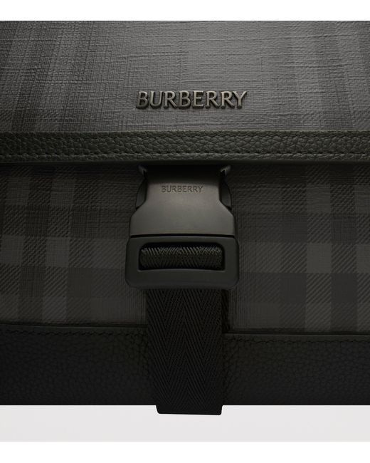 Burberry Black City Check Messenger Bag for men