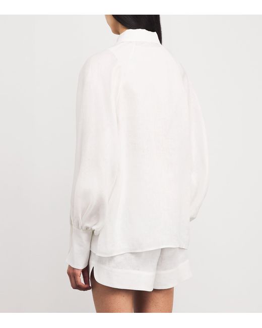 Eleventy White Linen Long-Sleeve Shirt