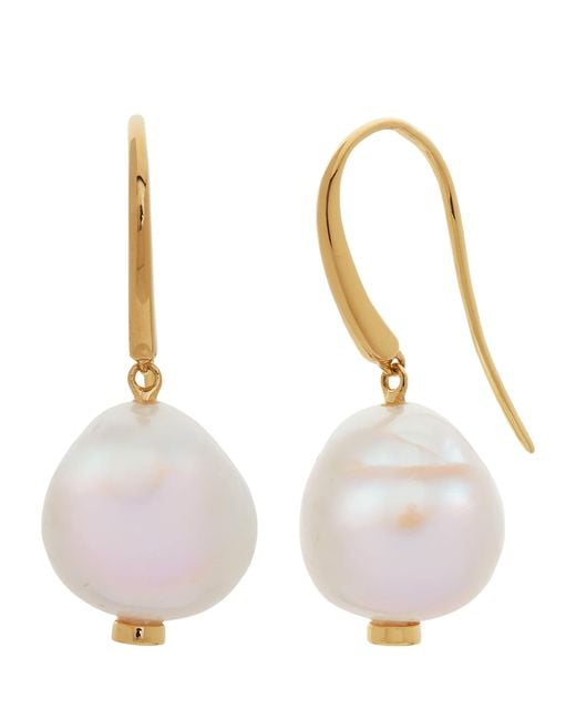 Monica Vinader White Vermeil And Keshi Pearl Nura Earrings