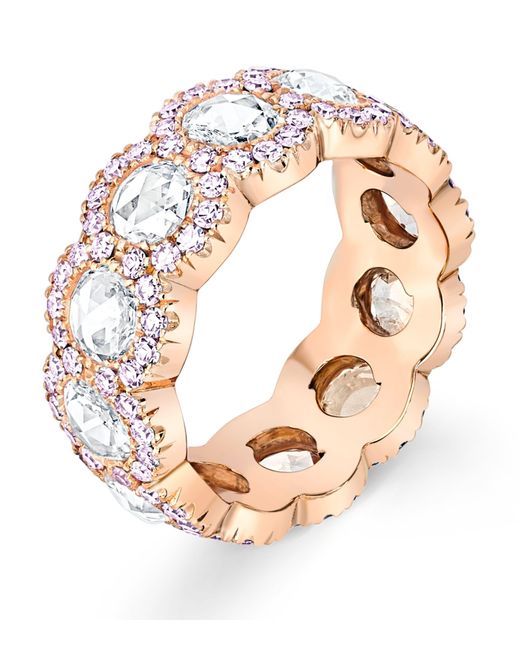 David Morris Metallic Rose Gold And Diamond Rose Cut Eternity Ring