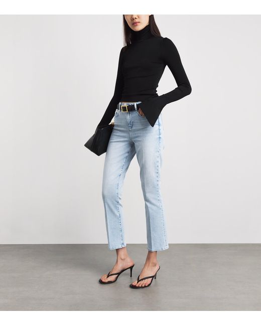 L'Agence Blue Tati Cropped Micro Bootcut Jeans