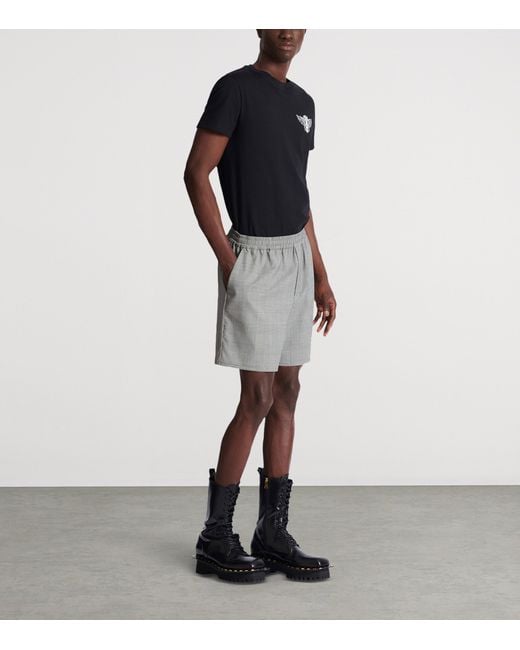 Balmain Gray Virgin Wool Check Shorts for men