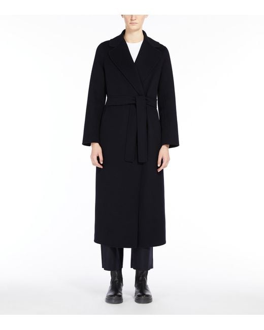 Max Mara Blue Virgin Wool Poldo Wrap Coat