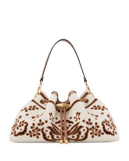 Jimmy Choo Metallic Medium Canvas Cinch Bucket Bag