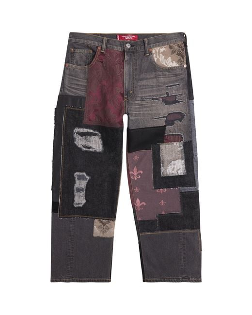 Junya Watanabe Gray X Levi's Patchwork Wide-Leg Jeans for men