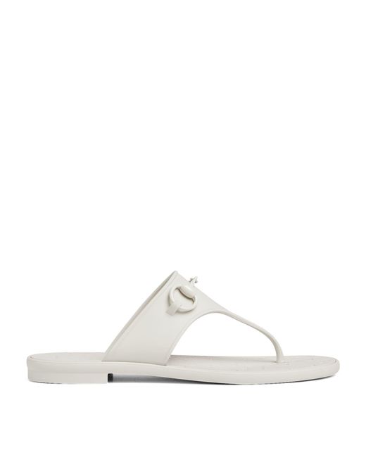 Gucci White Horsebit Sandals