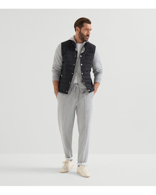 Brunello Cucinelli Blue Bonded Taffeta Down Gilet for men
