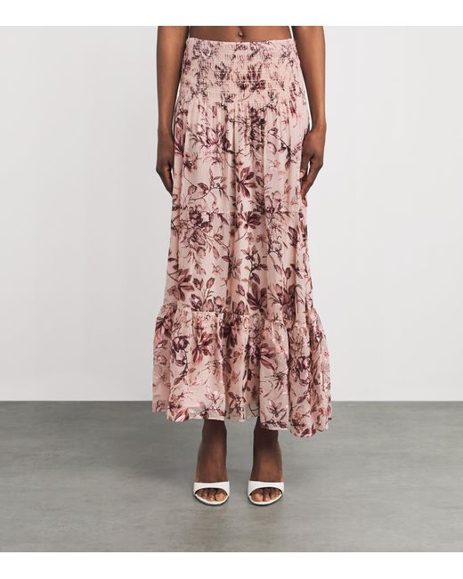Alice + Olivia Pink Smocked Stevie Maxi Skirt