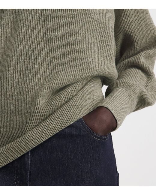 Agnona Green Cashmere V-Neck Sweater