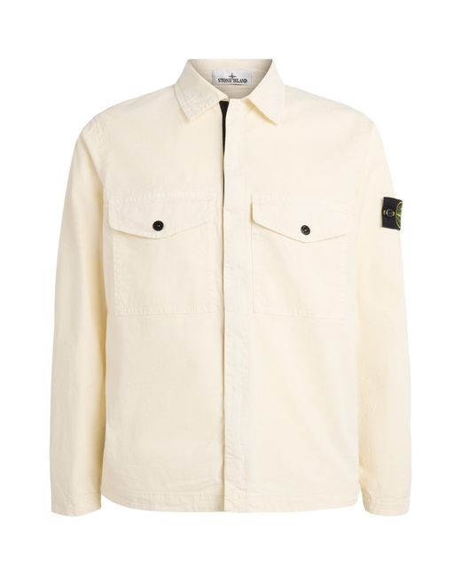 Stone Island Natural Stretch-Cotton Twill Compass Overshirt for men