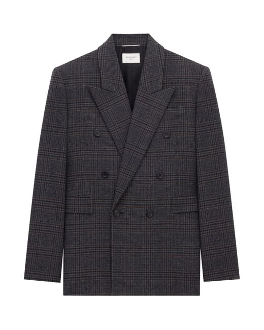 Saint Laurent Black Wool-Blend Double-Breasted Jacket for men